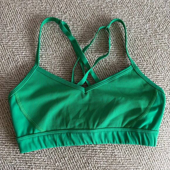 Aerie offline kelly green ribbed sports bra - Size Small - Picture 2 of 4